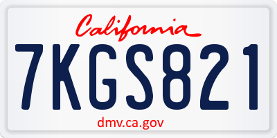 CA license plate 7KGS821