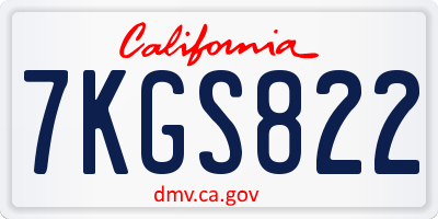 CA license plate 7KGS822