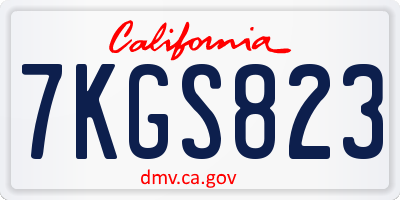 CA license plate 7KGS823
