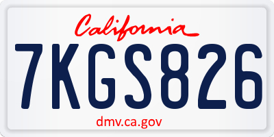 CA license plate 7KGS826