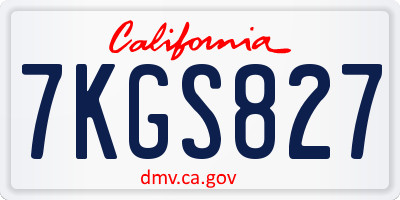 CA license plate 7KGS827