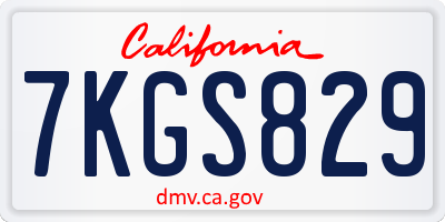 CA license plate 7KGS829