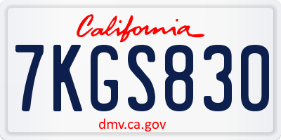 CA license plate 7KGS830