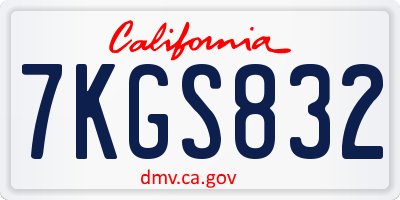 CA license plate 7KGS832