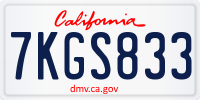CA license plate 7KGS833