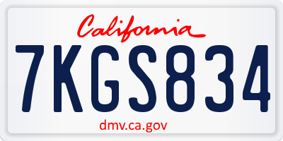 CA license plate 7KGS834