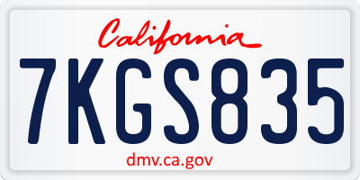 CA license plate 7KGS835