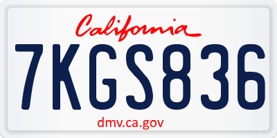 CA license plate 7KGS836