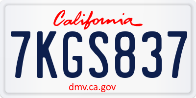CA license plate 7KGS837