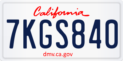 CA license plate 7KGS840