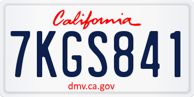 CA license plate 7KGS841