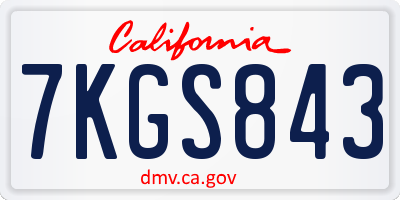CA license plate 7KGS843
