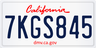 CA license plate 7KGS845