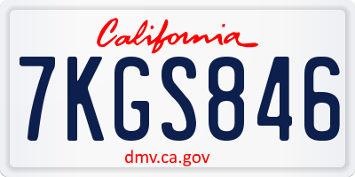 CA license plate 7KGS846
