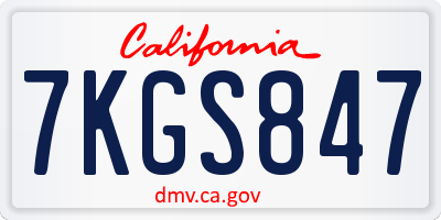 CA license plate 7KGS847