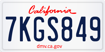 CA license plate 7KGS849