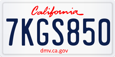 CA license plate 7KGS850