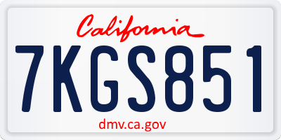 CA license plate 7KGS851