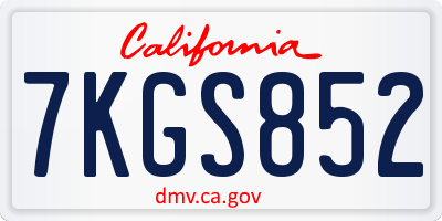 CA license plate 7KGS852