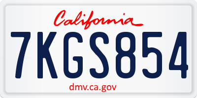 CA license plate 7KGS854