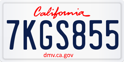 CA license plate 7KGS855