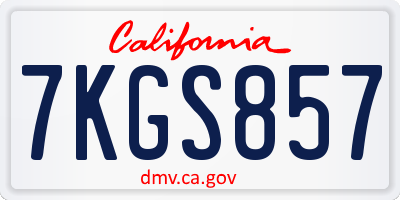 CA license plate 7KGS857
