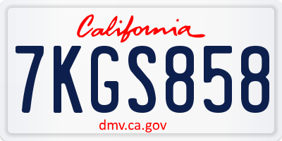 CA license plate 7KGS858