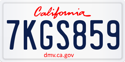 CA license plate 7KGS859