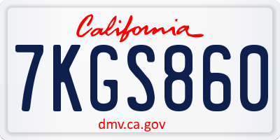 CA license plate 7KGS860