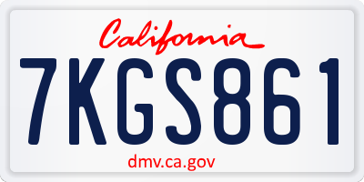 CA license plate 7KGS861