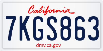 CA license plate 7KGS863