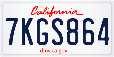 CA license plate 7KGS864