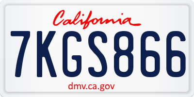CA license plate 7KGS866