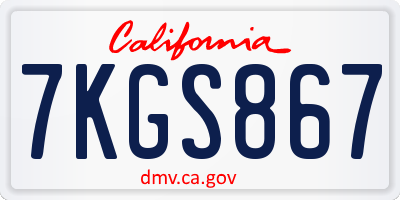 CA license plate 7KGS867