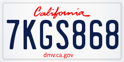 CA license plate 7KGS868