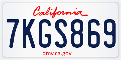 CA license plate 7KGS869