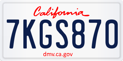 CA license plate 7KGS870