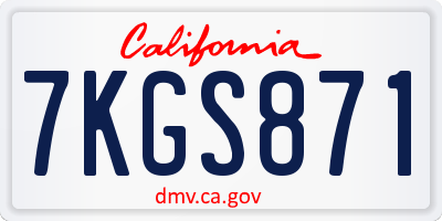 CA license plate 7KGS871