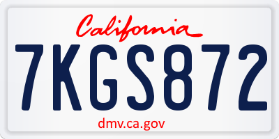CA license plate 7KGS872