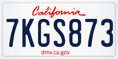 CA license plate 7KGS873