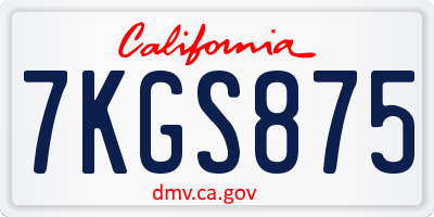 CA license plate 7KGS875