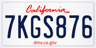 CA license plate 7KGS876