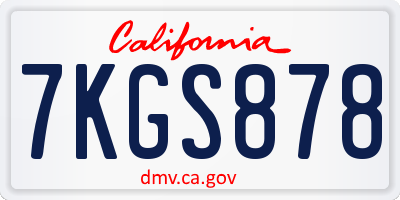 CA license plate 7KGS878