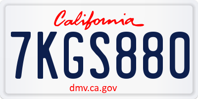 CA license plate 7KGS880
