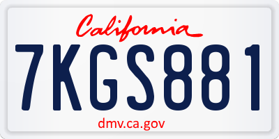 CA license plate 7KGS881