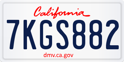 CA license plate 7KGS882