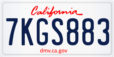 CA license plate 7KGS883