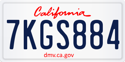 CA license plate 7KGS884