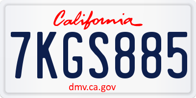 CA license plate 7KGS885
