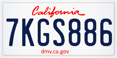 CA license plate 7KGS886